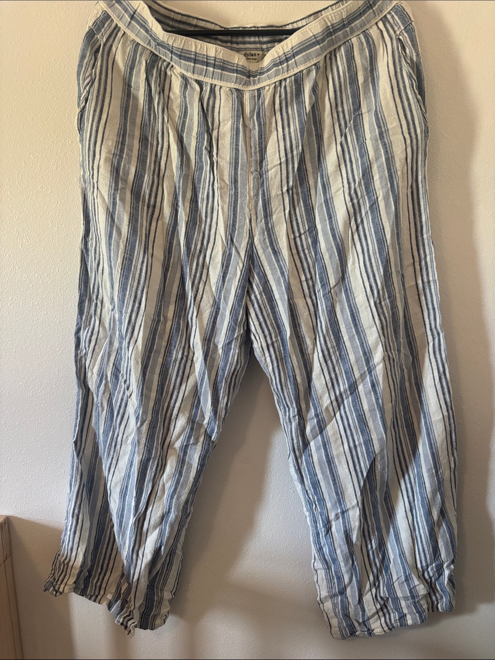 dylan Blue & White Striped Wide-Leg Pull-On Pants